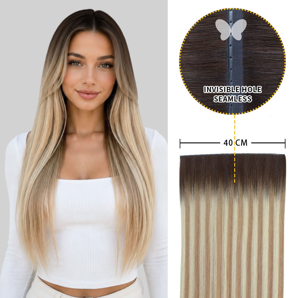 Yilite (#T2/P18/60) Darkest Brown with Ash Blonde Balayage Butterfly Weft Hair Extensions
