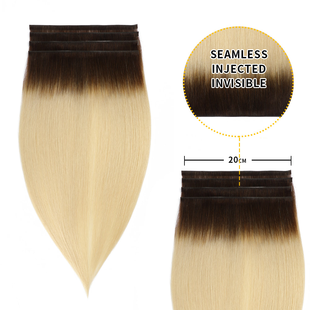Yilite (#T2/60) Darkest Brown to Platinum Blonde Tape Weft Hair Extensions