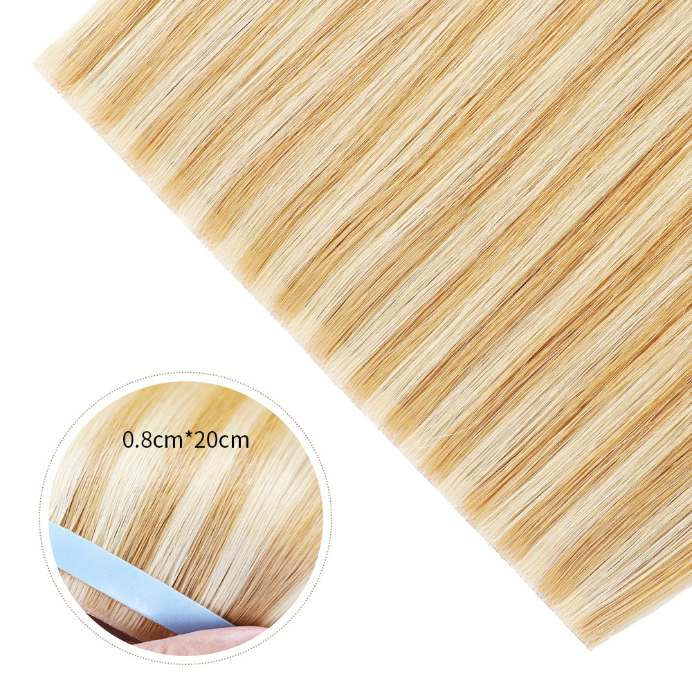 Yilite (#P27/613) Strawberry Blonde Bleach Blonde Tape Weft Hair Extensions