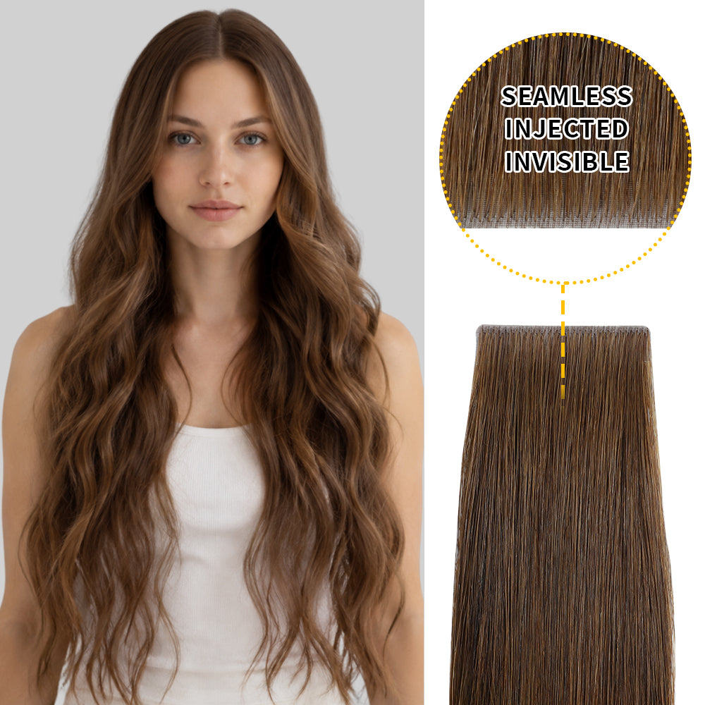 Yilite (#4) Chocolate Brown Invisible Tape In Extensions 20Pcs