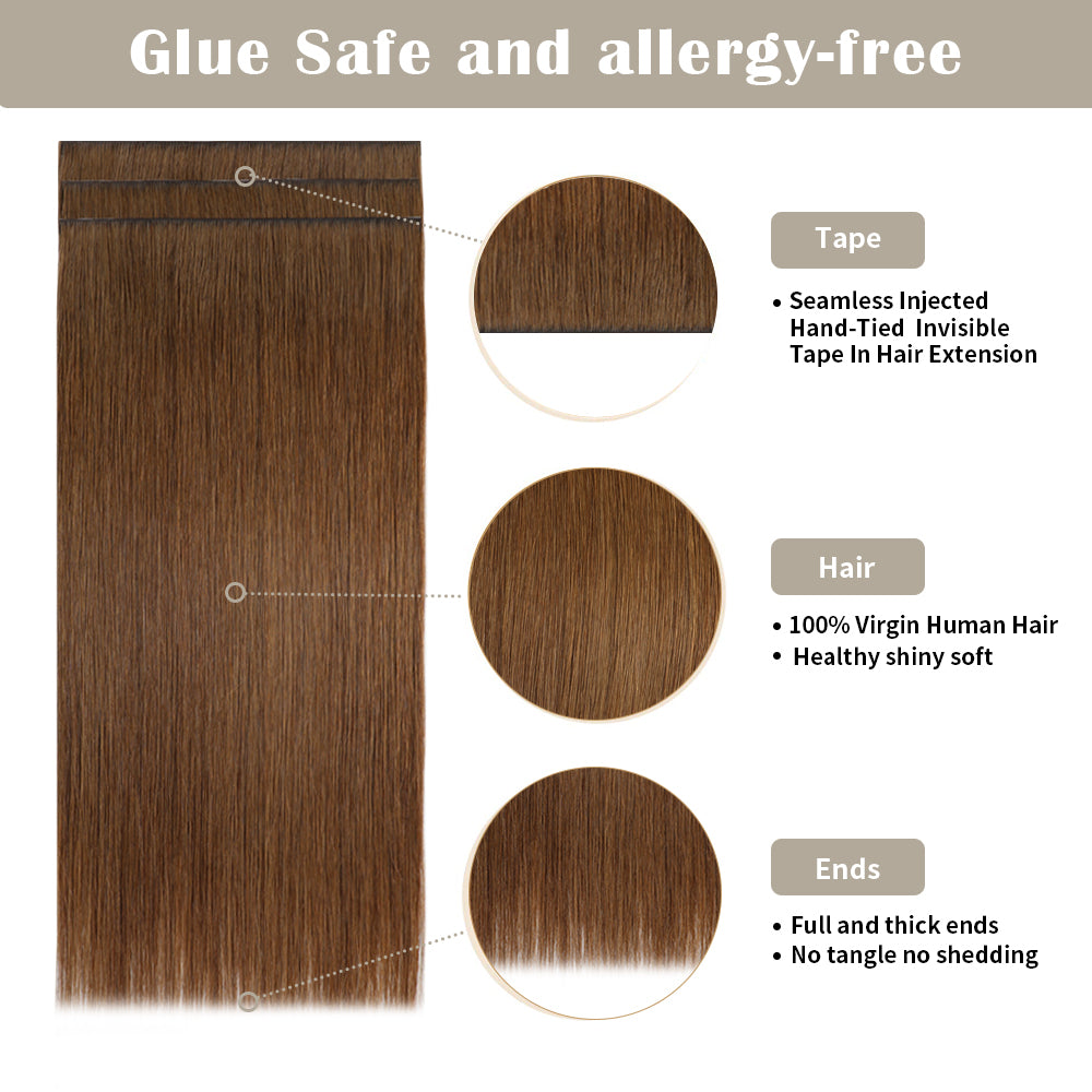 Yilite (#6) Chestnut Brown Tape Weft Hair Extensions