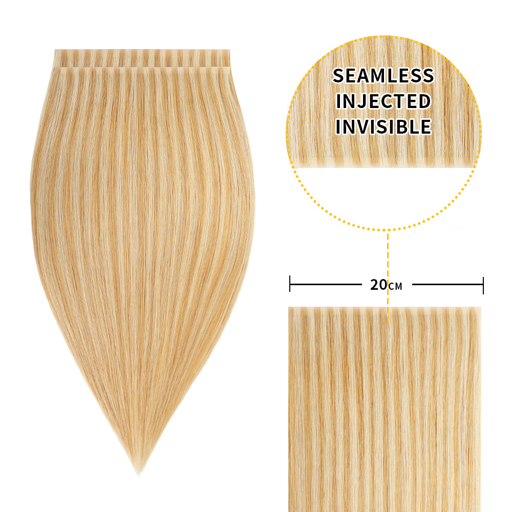 Yilite (#P27/613) Strawberry Blonde Bleach Blonde Tape Weft Hair Extensions