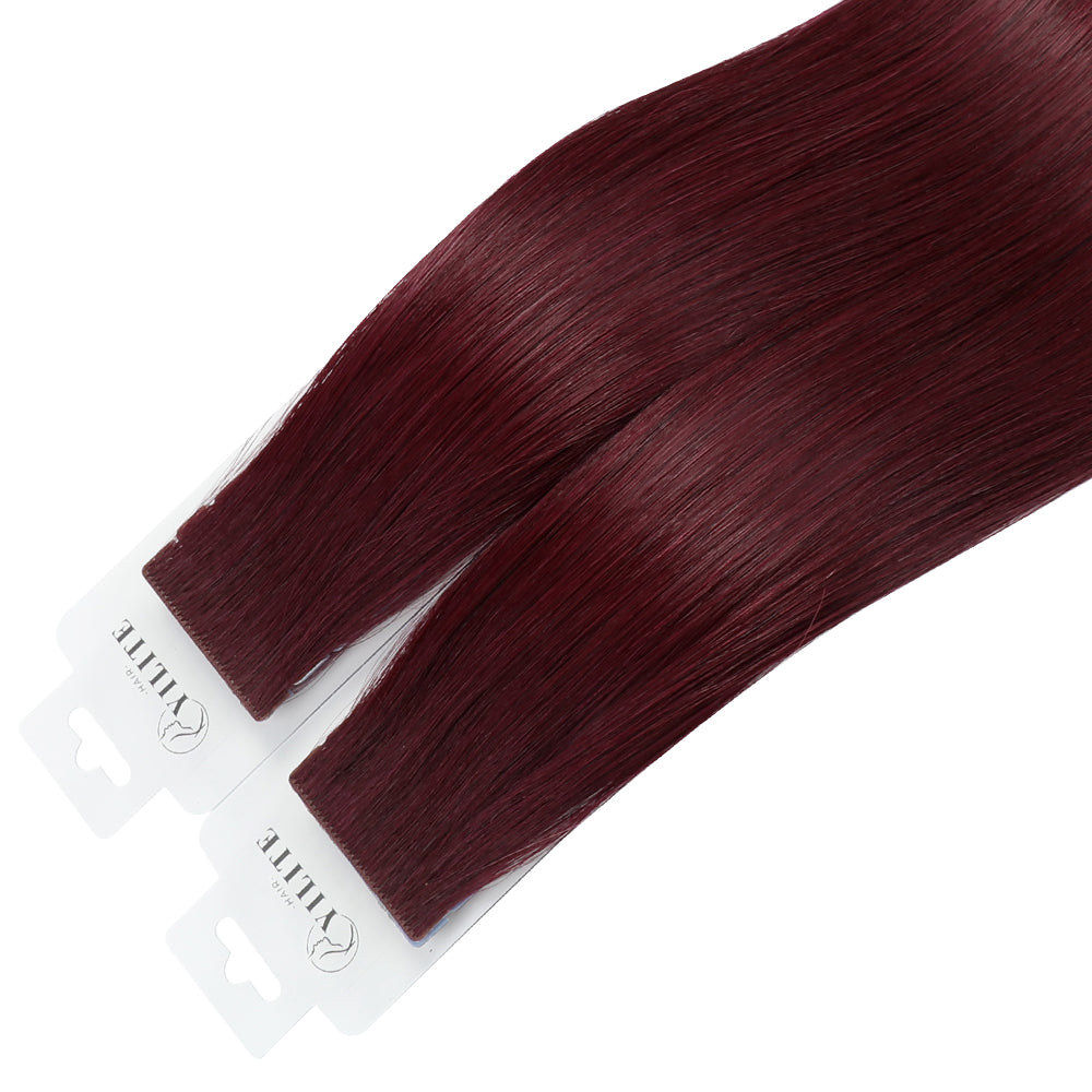 Yilite (#99J) Burgundy Invisible Tape In Extensions 20Pcs