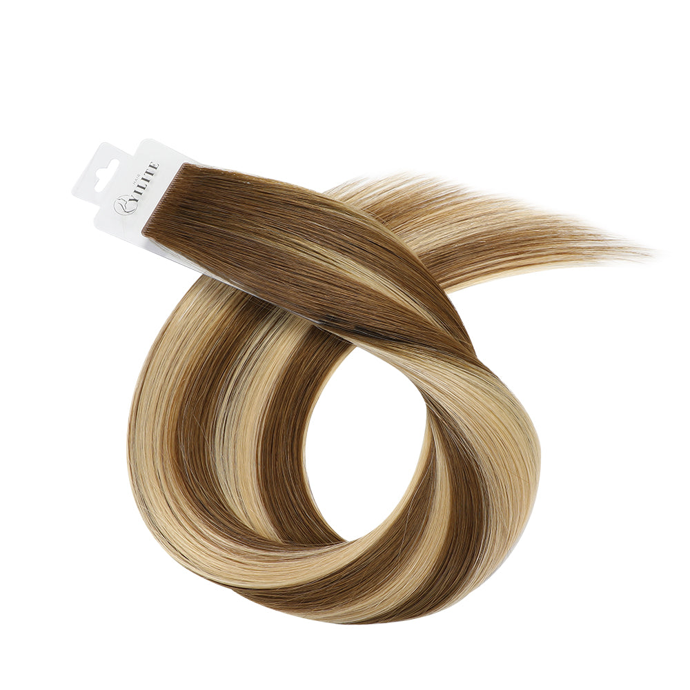 Yilite (#P6/613/T4) Brown to Blonde Balayage Invisible Tape In Extensions 20Pcs