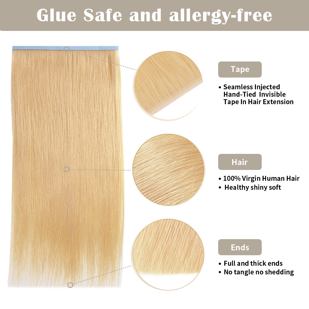 Yilite (#27) Strawberry Blonde Tape Weft Hair Extensions
