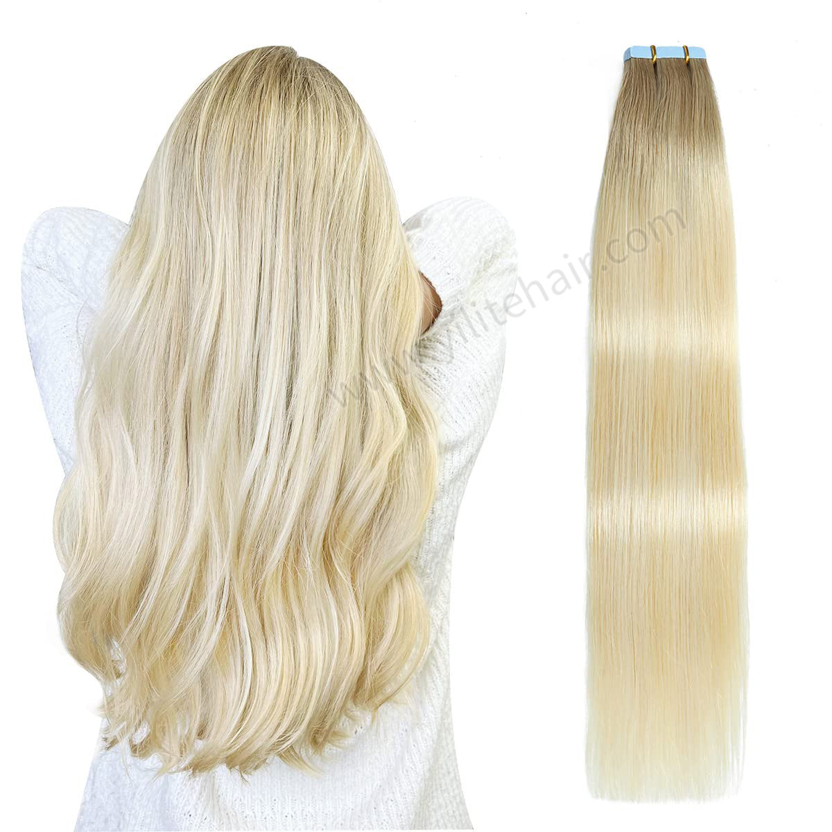 Yilite (#P22/60/T18) Light Ash Blonde to Platinum Blonde Balayage Tape In Hair Extensions 24Pcs