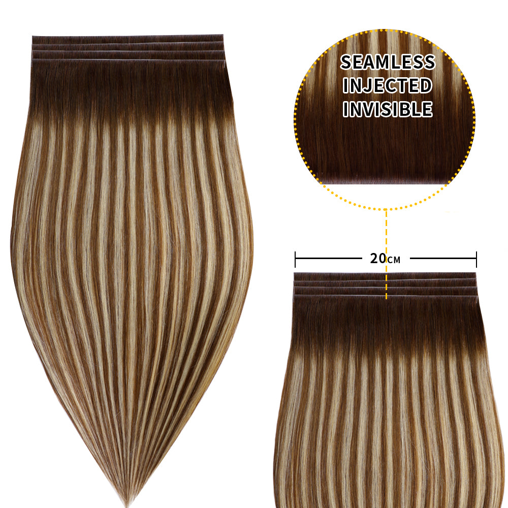 Yilite (#P6/613/T4) Brown to Blonde Balayage Tape Weft Hair Extensions