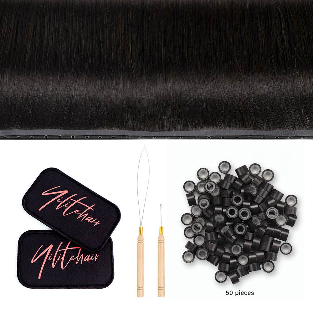 Yilite (#1B) Natural Black Butterfly Weft Hair Extensions