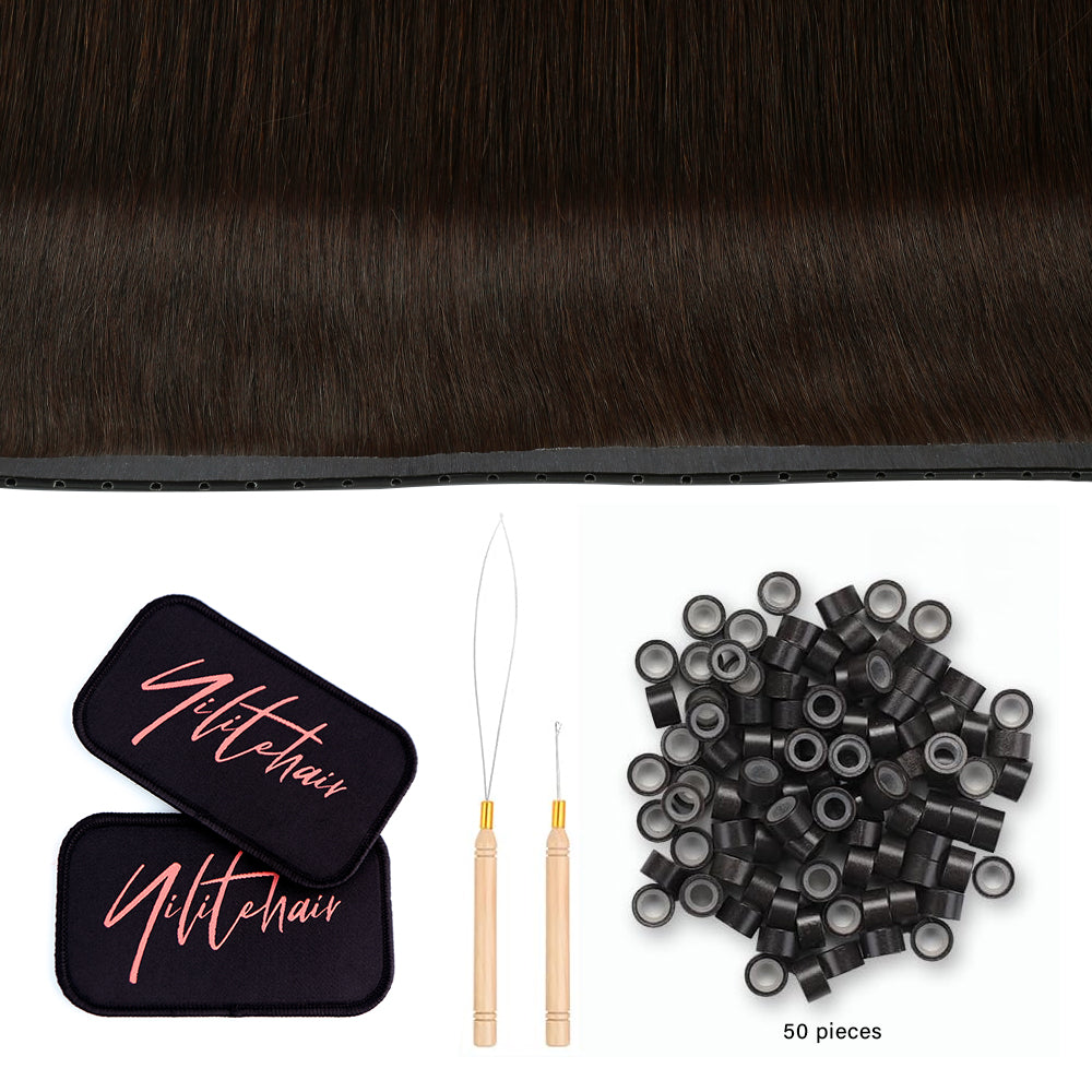 Yilite (#2) Darkest Brown Butterfly Weft Hair Extensions