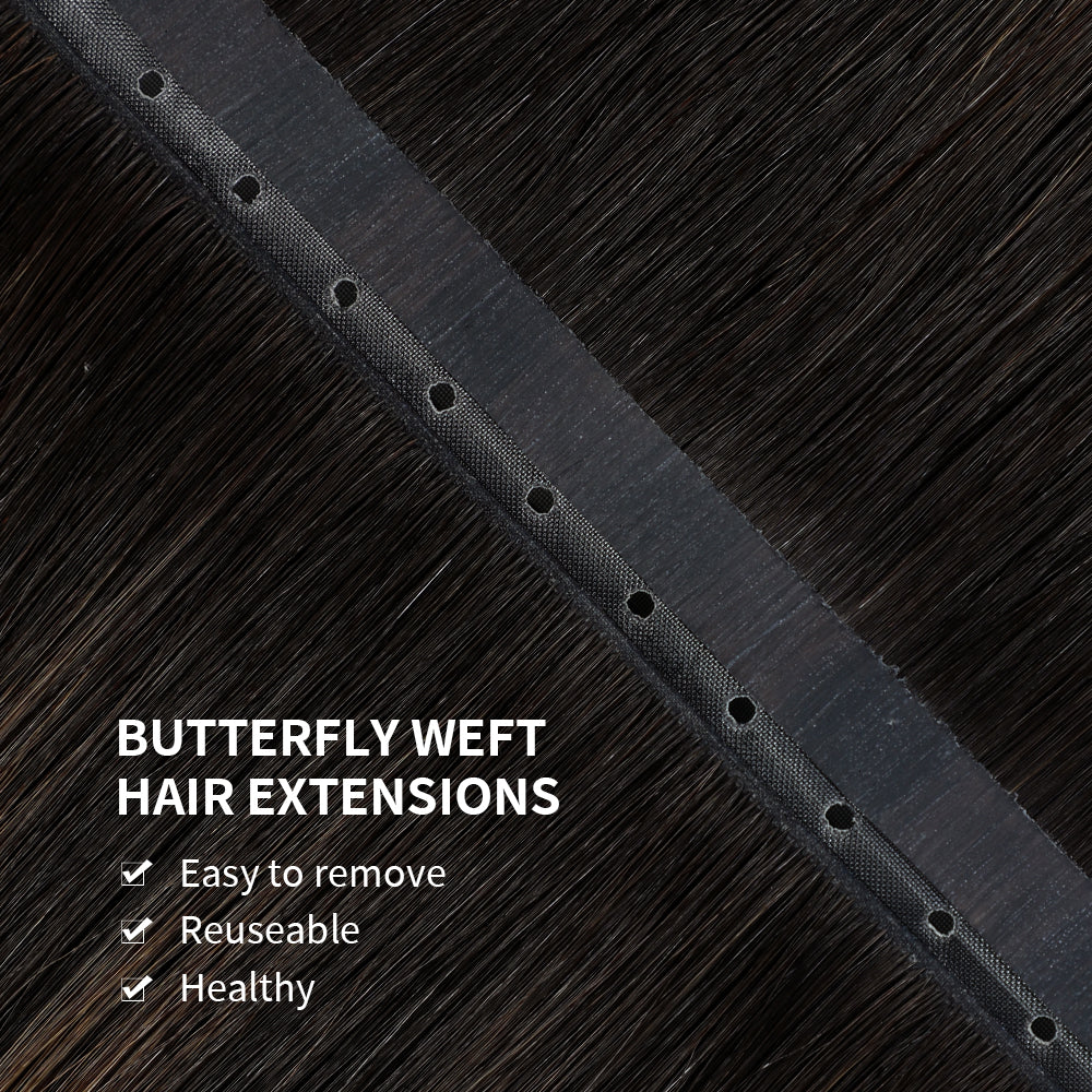Yilite (#P1B/6/T1B) Natural Black Balayage Butterfly Weft Hair Extensions