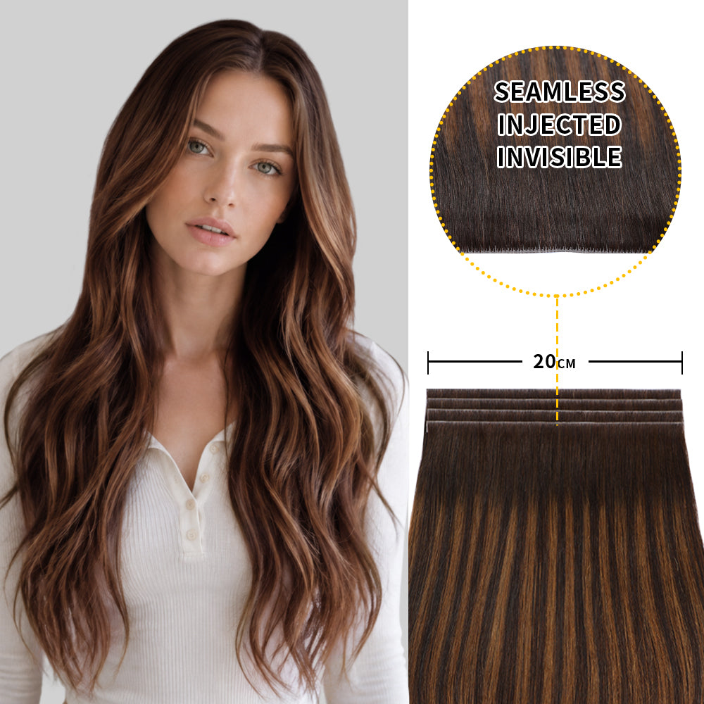 Yilite (#P2/6/T2) Darkest Brown Balayage Tape Weft Hair Extensions