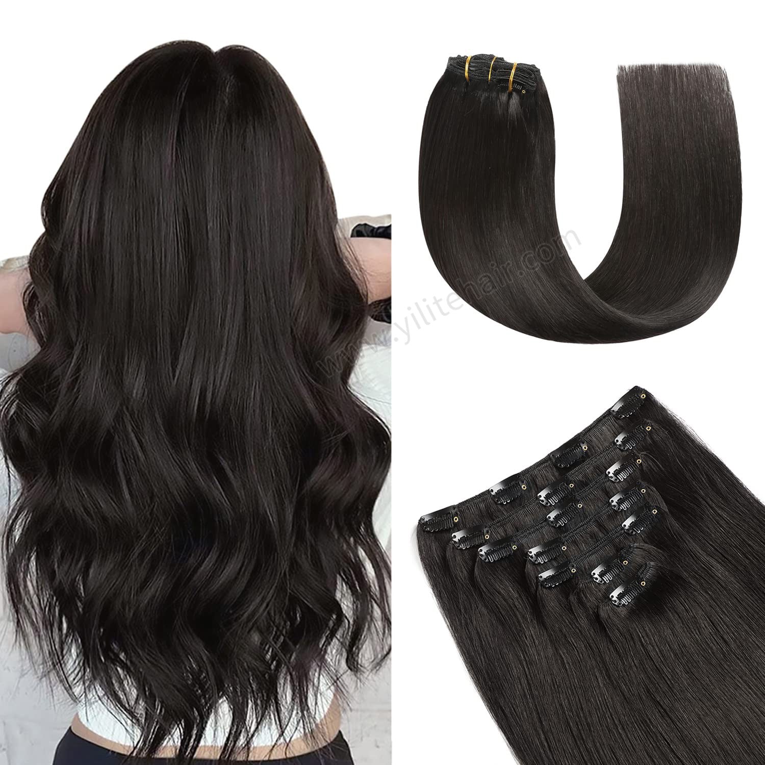 Yilite (#1B) Natural Black Classic Clip Ins