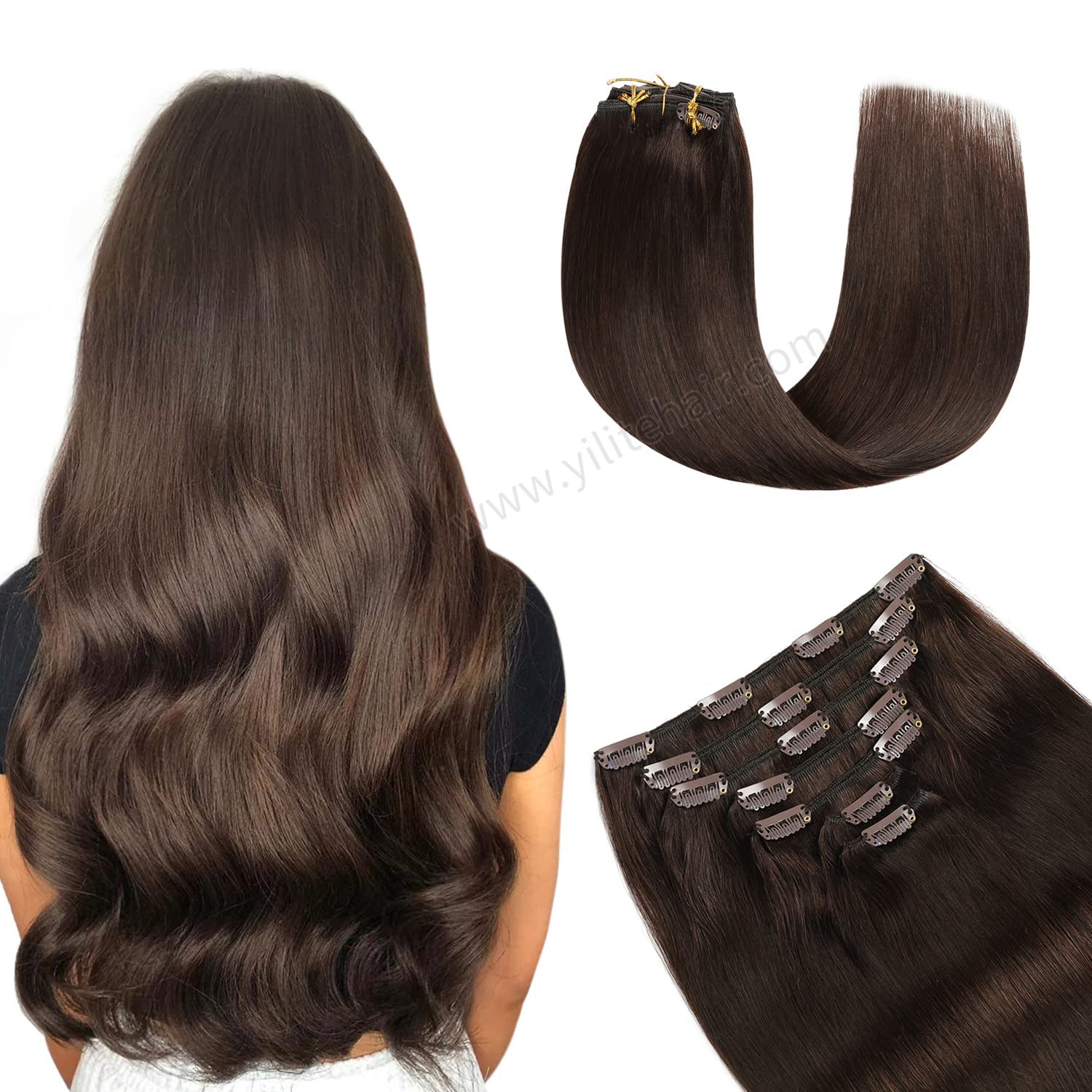Yilite (#2) Darkest Brown Classic Clip Ins