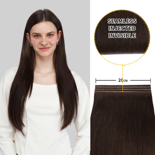Yilite (#2) Darkest Brown Tape Weft Hair Extensions