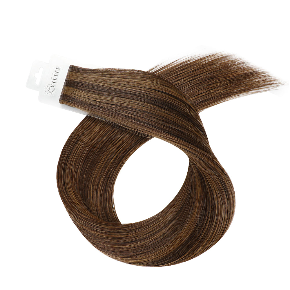 Yilite (#P2/6) Darkest Brown Chestnut Balayage Invisible Tape In Extensions 20Pcs