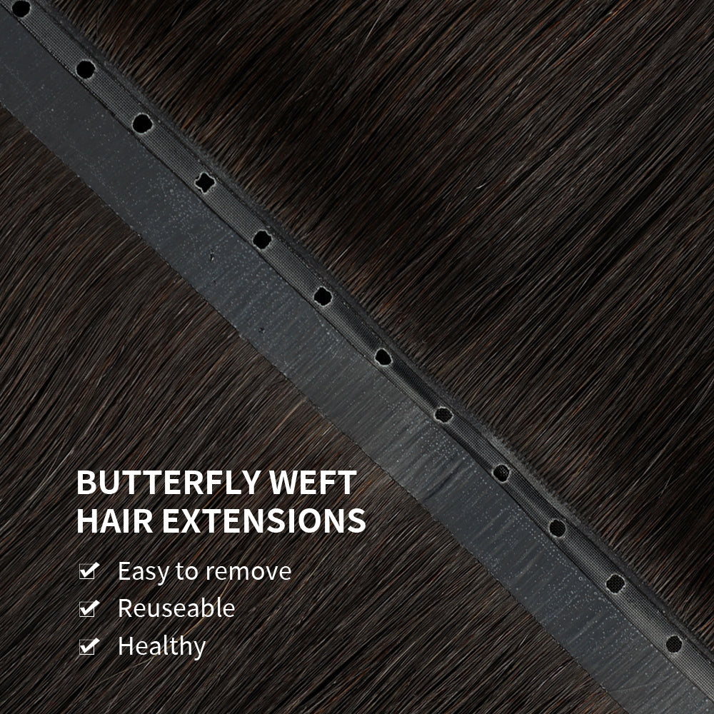 Yilite (#1B) Natural Black Butterfly Weft Hair Extensions