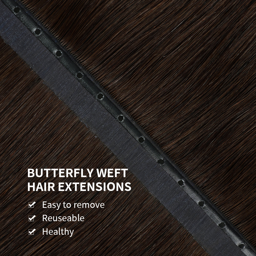 Yilite (#2) Darkest Brown Butterfly Weft Hair Extensions