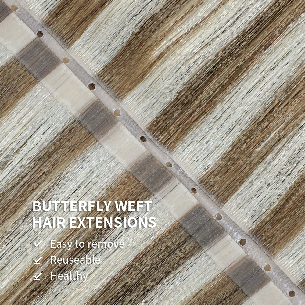Yilite (#P6/613) Chestnut Brown Balayage Butterfly Weft Hair Extensions