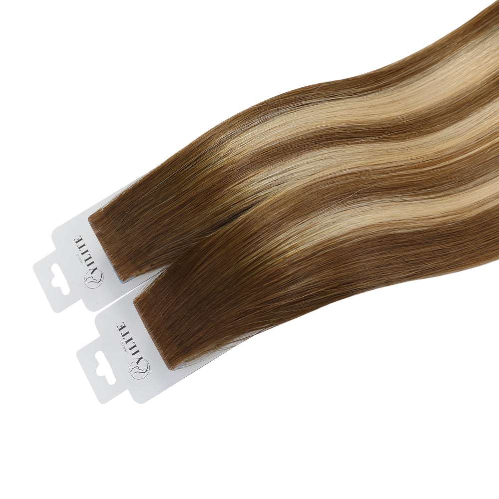 Yilite (#P6/613/T4) Brown to Blonde Balayage Invisible Tape In Extensions 20Pcs