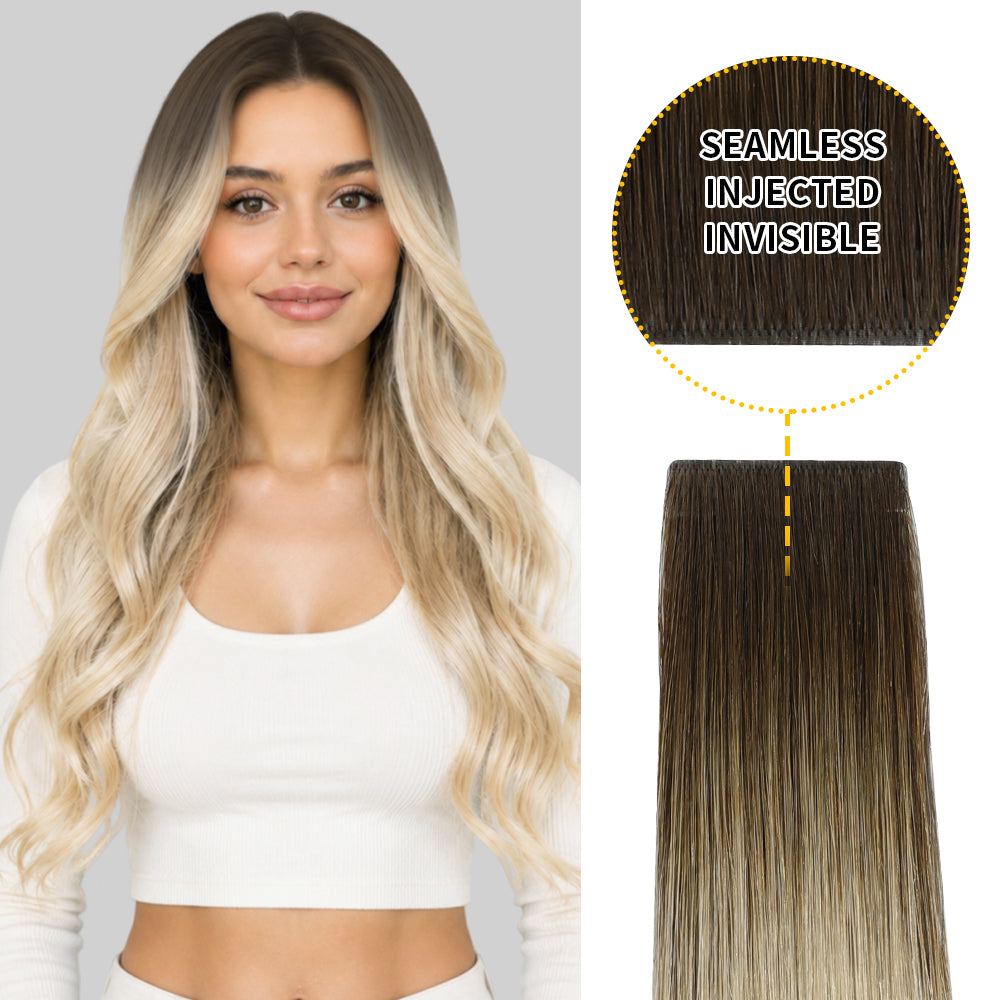 Yilite (#T2/60) Darkest Brown to Platinum Blonde Invisible Tape In Extensions 20Pcs