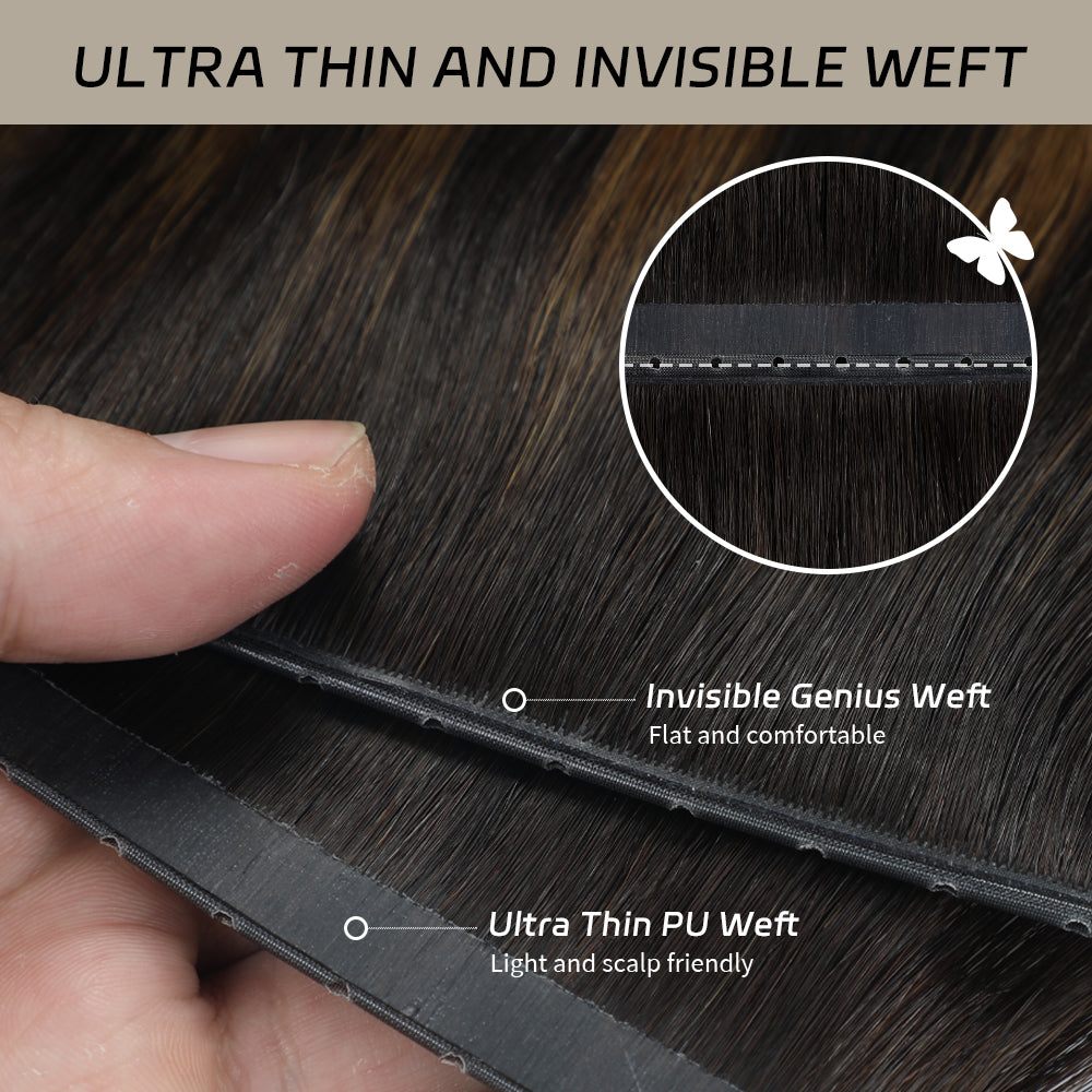 Yilite (#P1B/6/T1B) Natural Black Balayage Butterfly Weft Hair Extensions