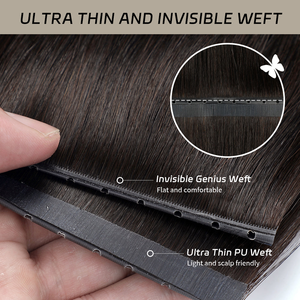 Yilite (#1B) Natural Black Butterfly Weft Hair Extensions