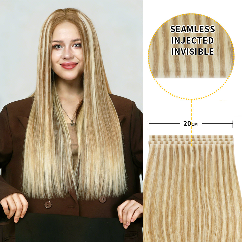 Yilite (#P18/613) Ash Blonde Highlights Tape Weft Hair Extensions
