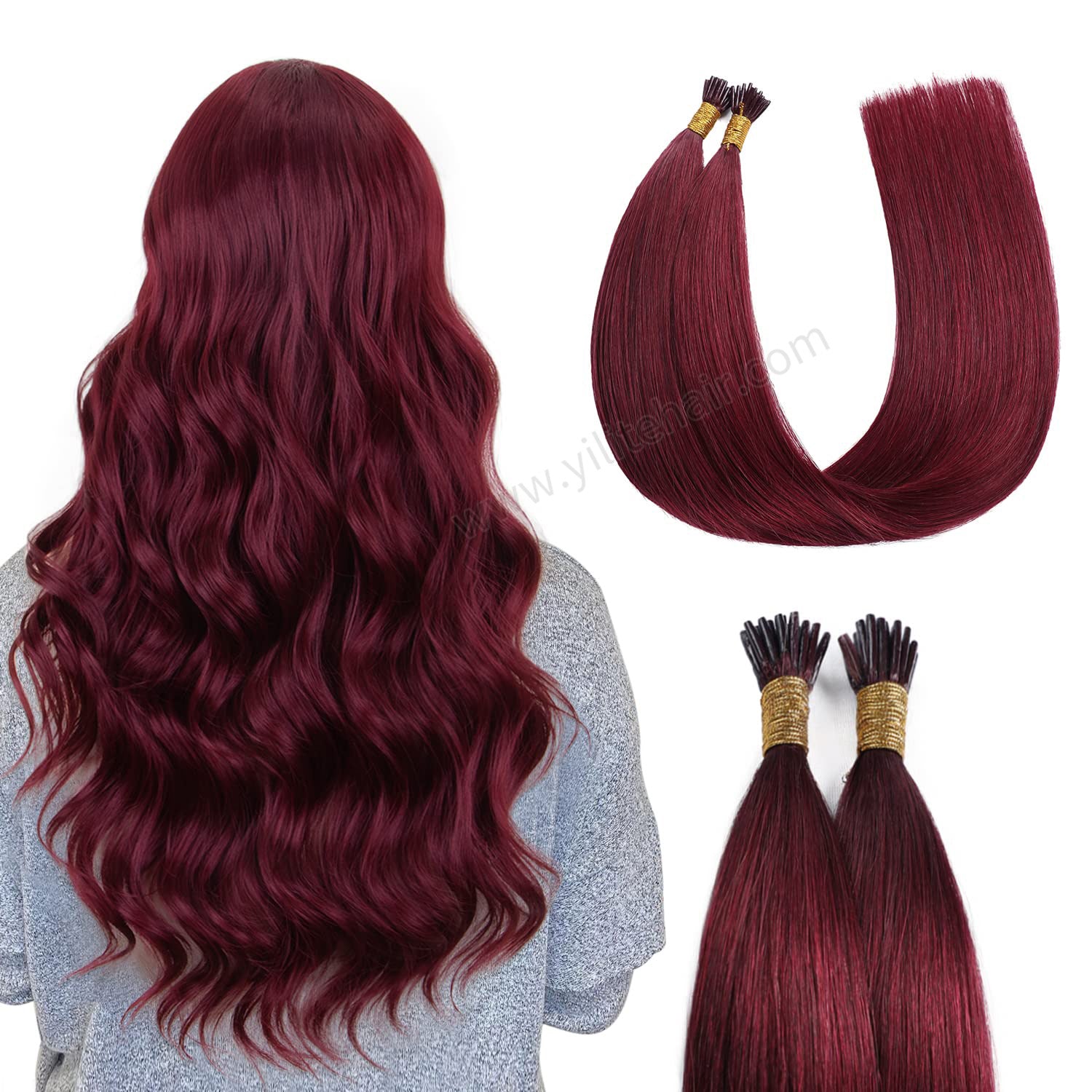 Yilite (#99J) Burgundy I Tip Extensions