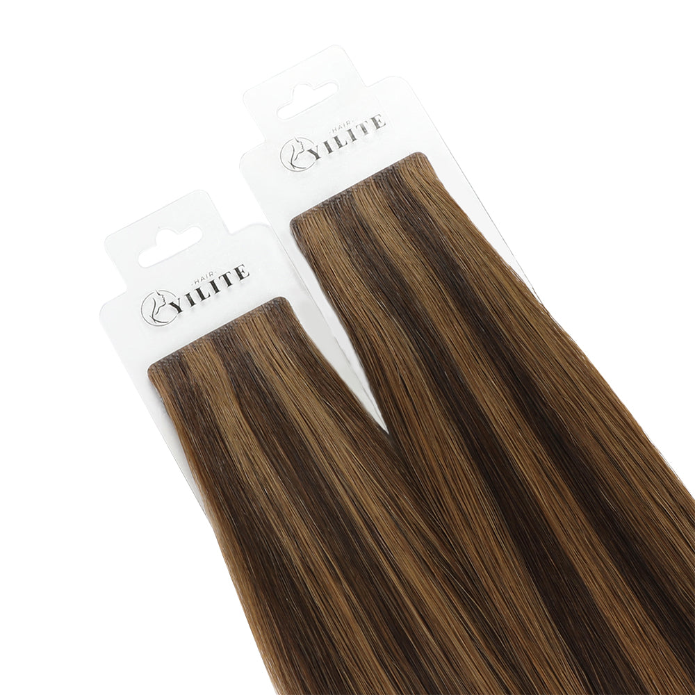 Yilite (#P2/6) Darkest Brown Chestnut Balayage Invisible Tape In Extensions 20Pcs