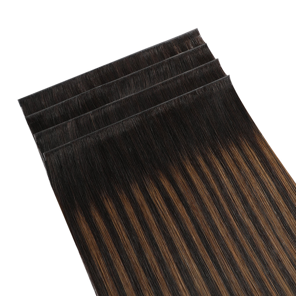 Yilite (#P1B/6/T1B) Natural Black Balayage Tape Weft Hair Extensions