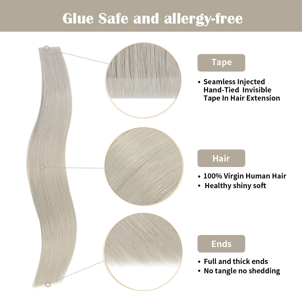 Yilite Silver Invisible Tape In Extensions 20Pcs