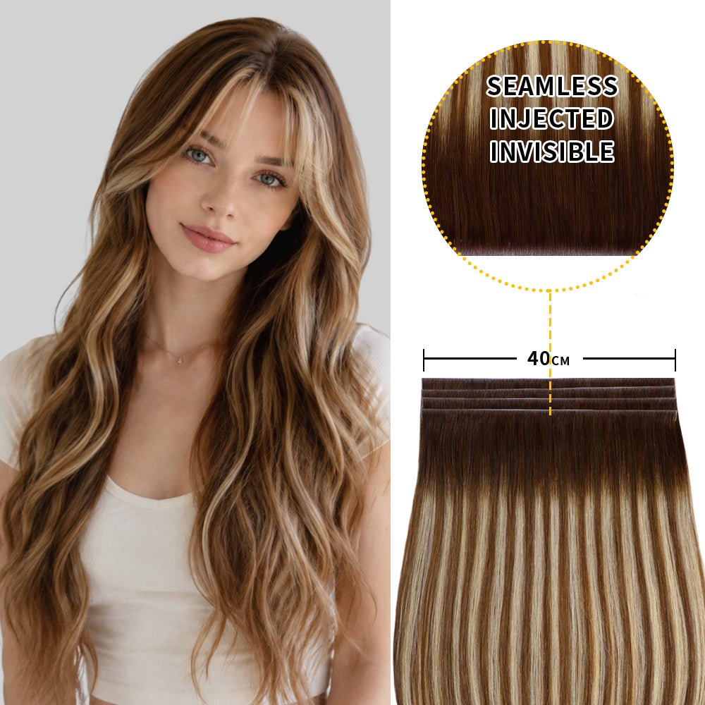Yilite (#P6/613/T4) Brown to Blonde Balayage Tape Weft Hair Extensions