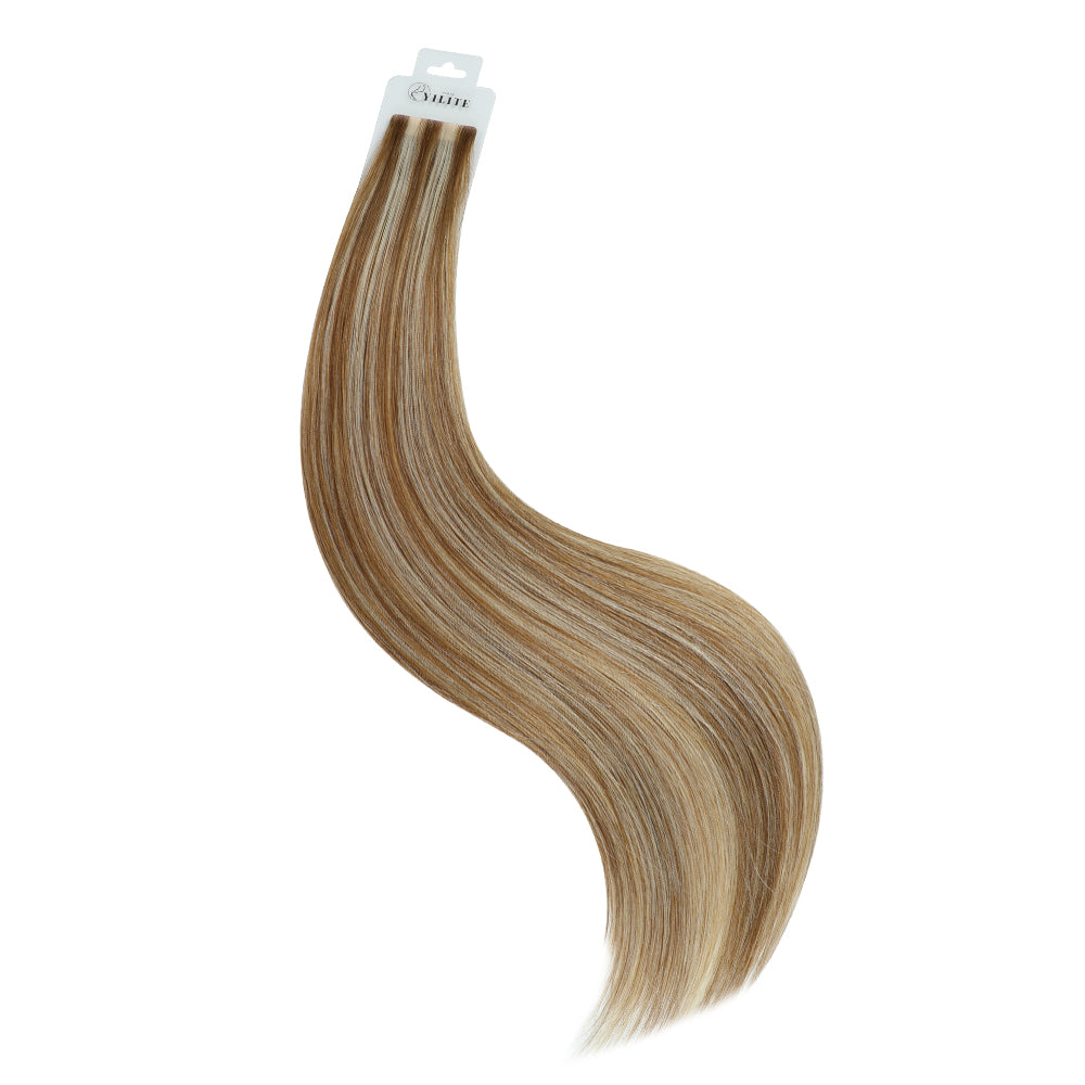 Yilite (#P8/60) Light Brown with Blonde Balayage Invisible Tape In Extensions 20Pcs