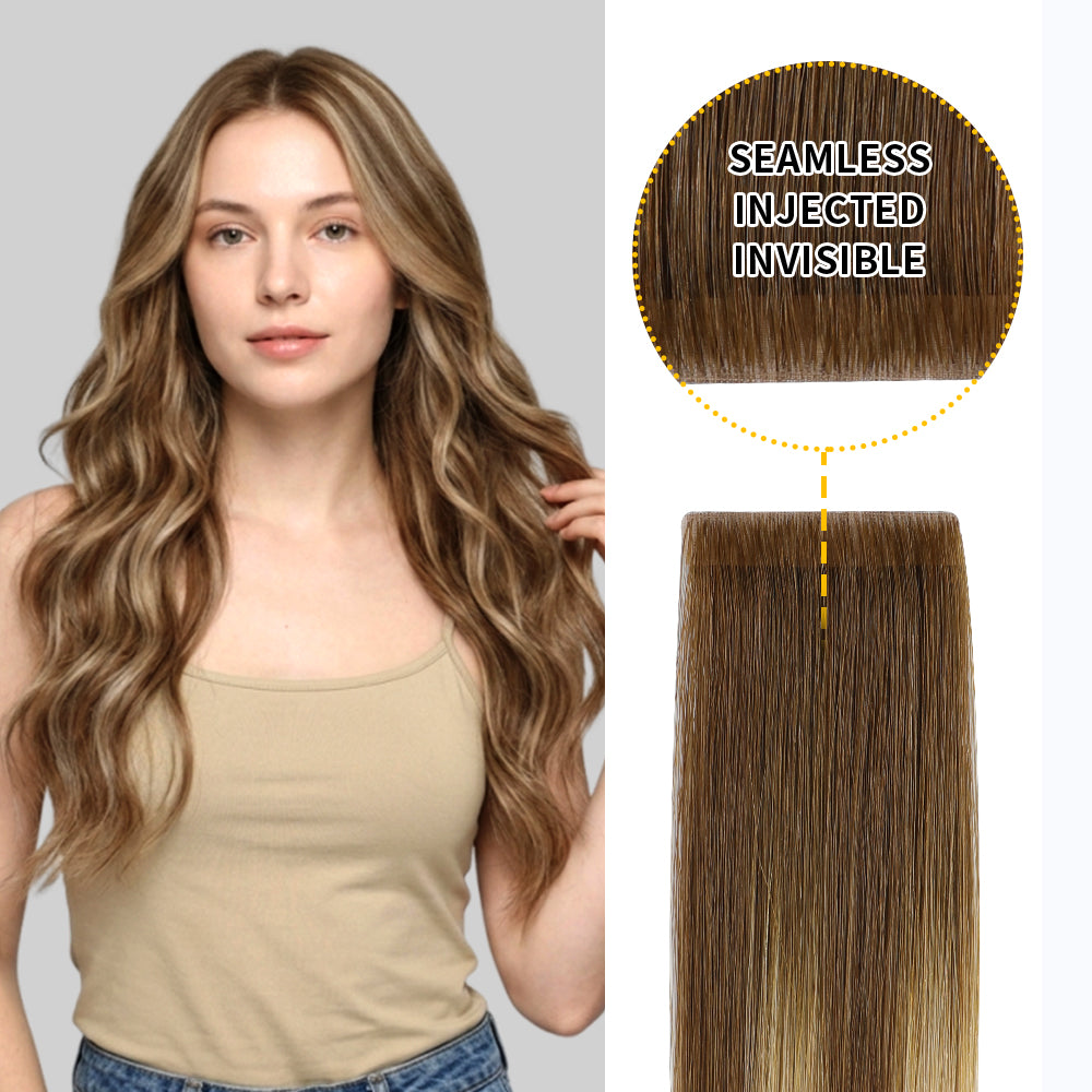 Yilite (#P6/613/T4) Brown to Blonde Balayage Invisible Tape In Extensions 20Pcs