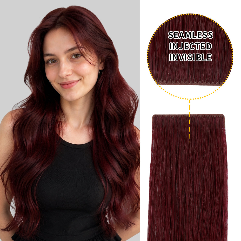 Yilite (#99J) Burgundy Invisible Tape In Extensions 20Pcs