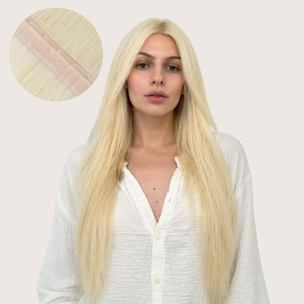Yilite (#60) Platinum Blonde Butterfly Weft Hair Extensions