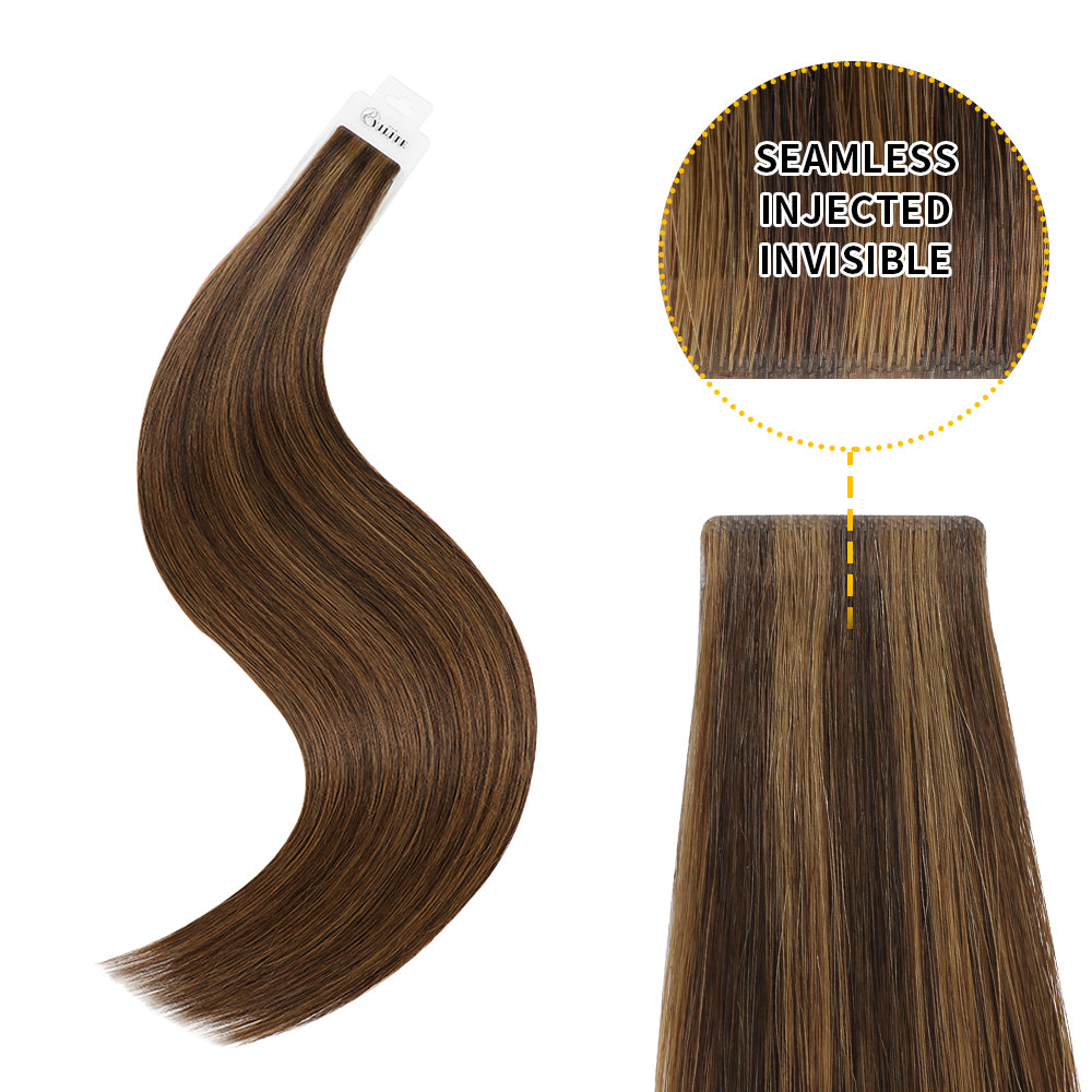 Yilite (#P2/6) Darkest Brown Chestnut Balayage Invisible Tape In Extensions 20Pcs