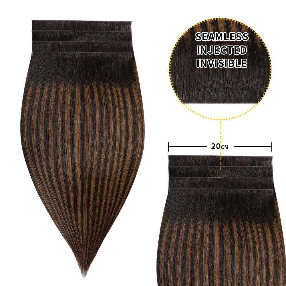 Yilite (#P1B/6/T1B) Natural Black Balayage Tape Weft Hair Extensions
