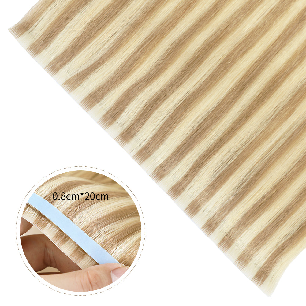 Yilite (#P18/613) Ash Blonde Highlights Tape Weft Hair Extensions