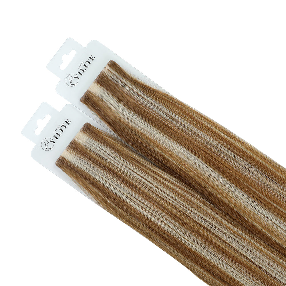 Yilite (#P8/60) Light Brown with Blonde Balayage Invisible Tape In Extensions 20Pcs