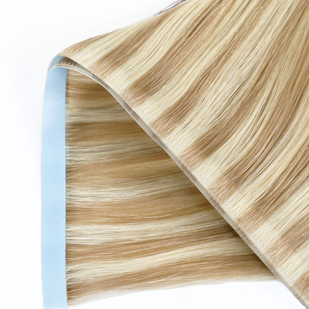 Yilite (#P18/613) Ash Blonde Highlights Tape Weft Hair Extensions
