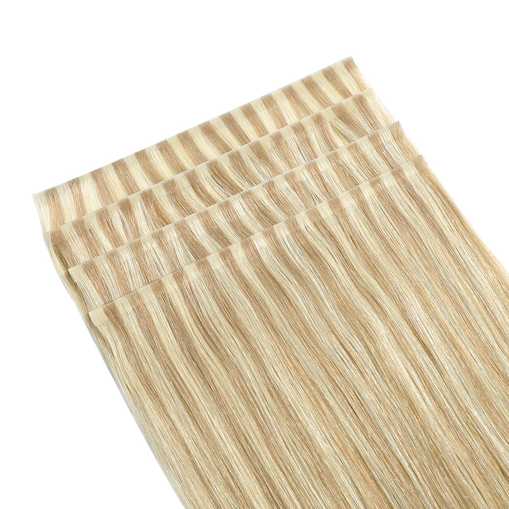 Yilite (#P18/613) Ash Blonde Highlights Tape Weft Hair Extensions