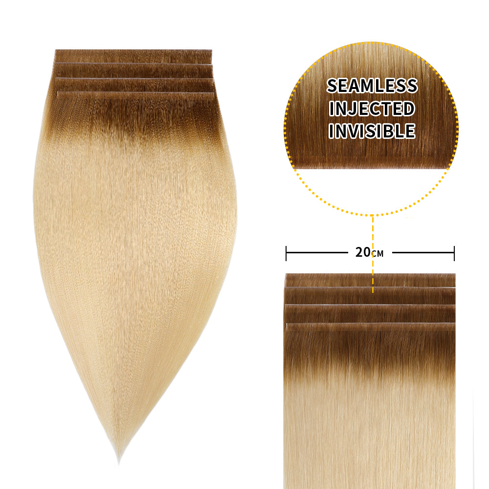 Yilite (#T8/60) Light Brown to Platinum Blonde Tape Weft Hair Extensions