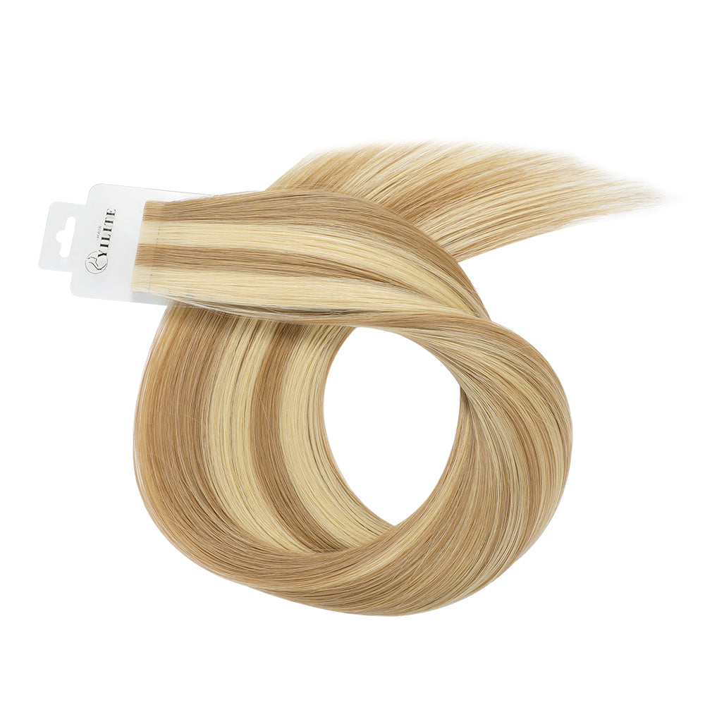 Yilite (#P18/613) Ash Blonde Highlights Invisible Tape In Extensions 20Pcs