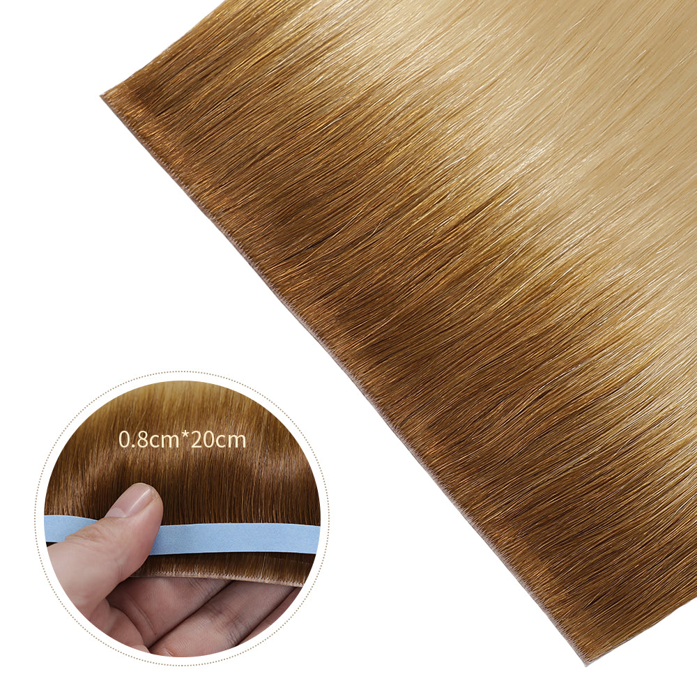 Yilite (#T8/60) Light Brown to Platinum Blonde Tape Weft Hair Extensions