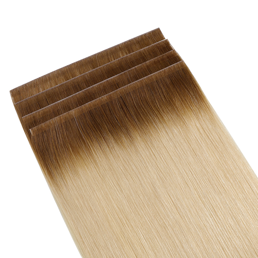 Yilite (#T8/60) Light Brown to Platinum Blonde Tape Weft Hair Extensions