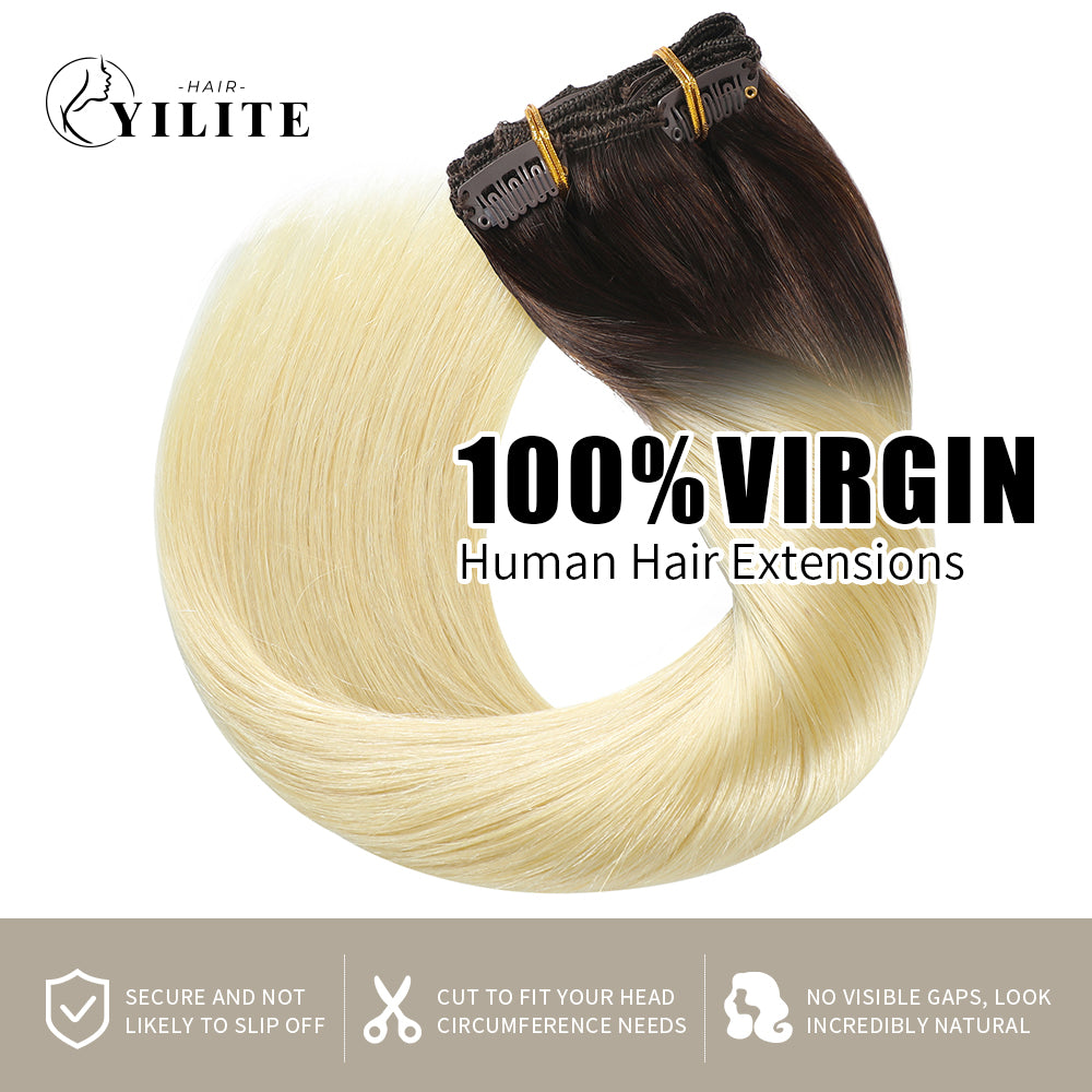 Yilite (#T2/60) Darkest Brown to Platinum Blonde Classic Clip Ins