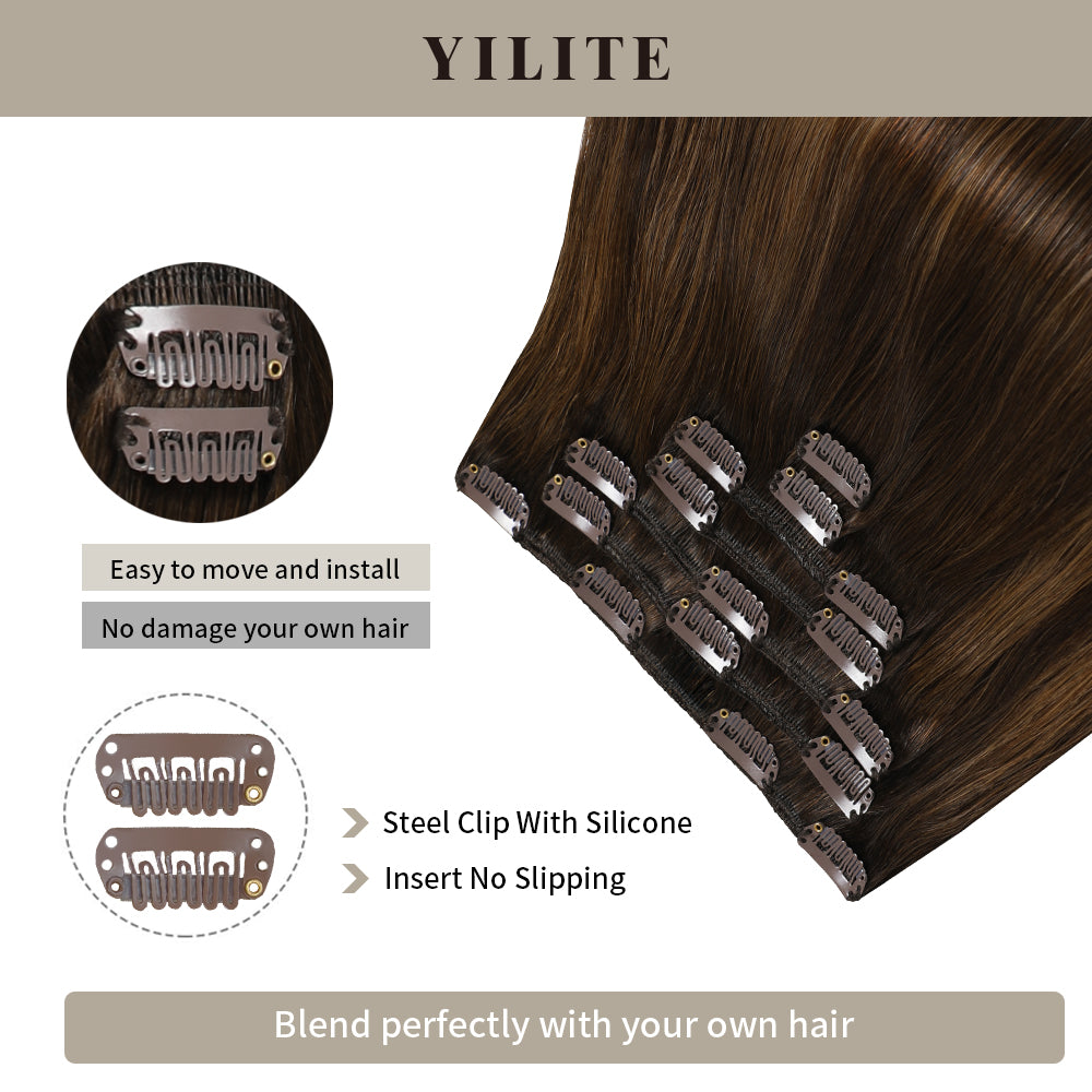 Yilite (#P2/6/T2) Darkest Brown Balayage Classic Clip Ins