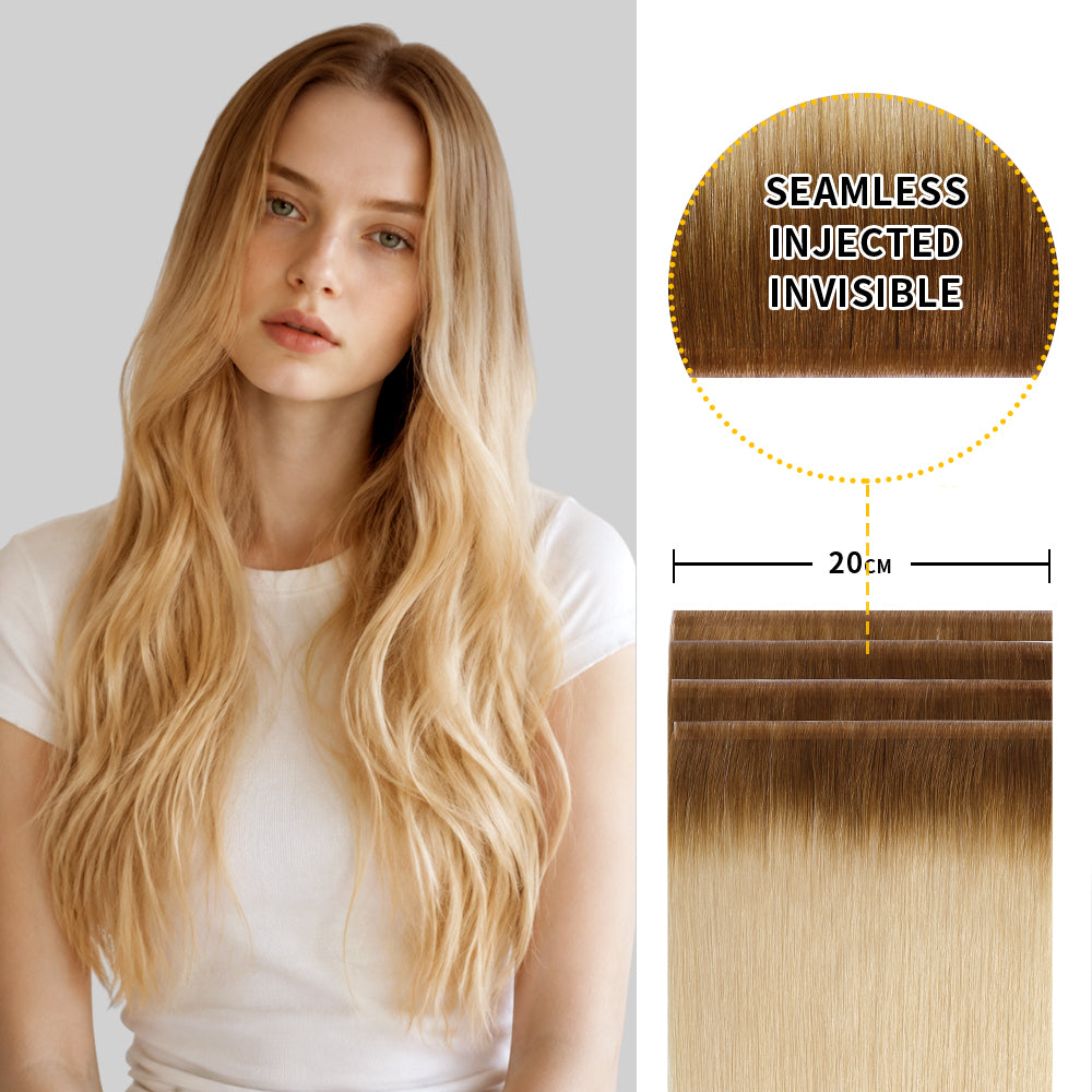Yilite (#T8/60) Light Brown to Platinum Blonde Tape Weft Hair Extensions