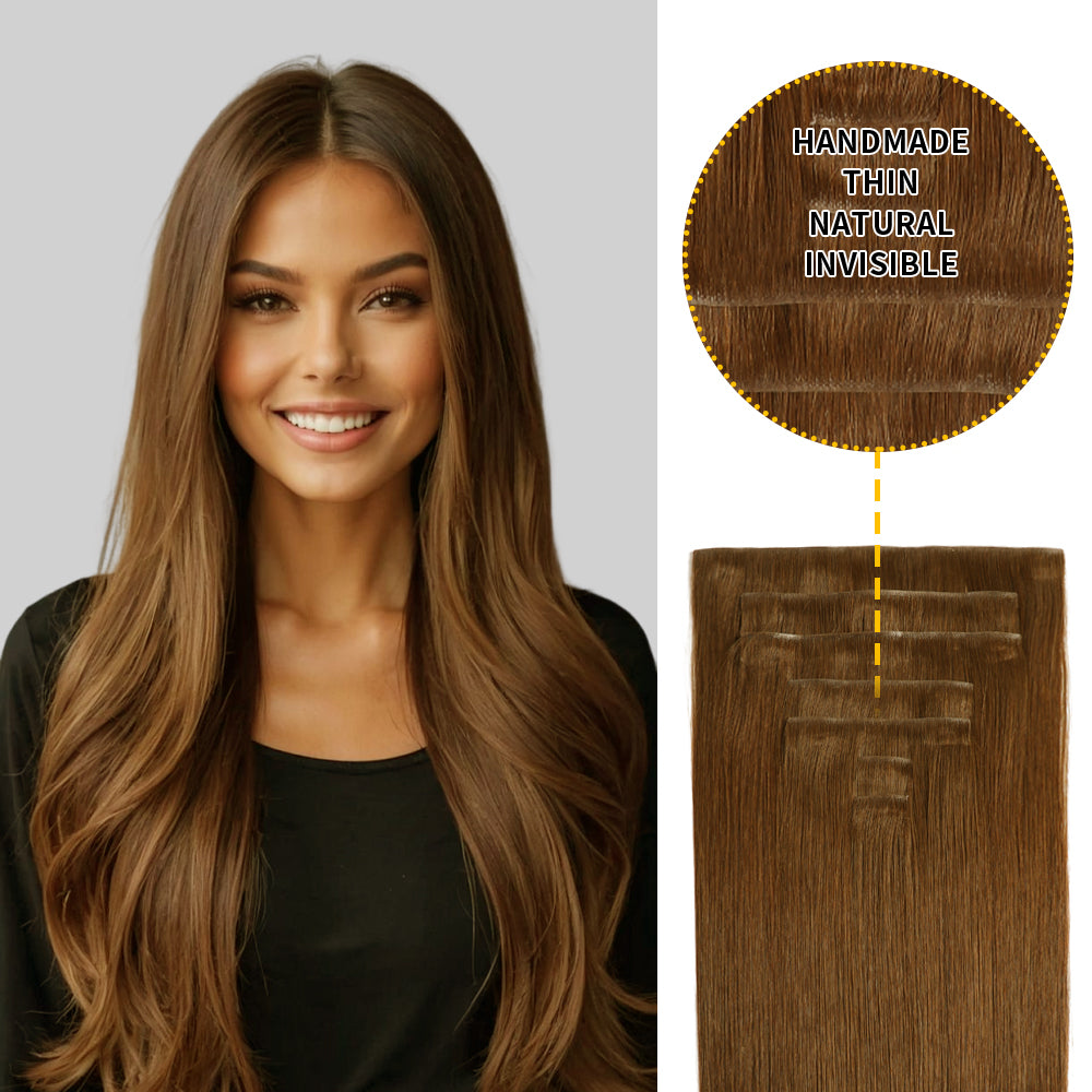 Yilite (#6) Chestnut Brown Seamless Clip Ins 7Pcs
